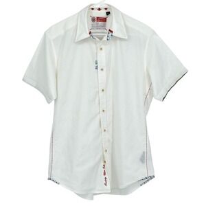 Robert Graham‎ Men's Medium White Lightweight Summer Beach Short Sleeve Shirt